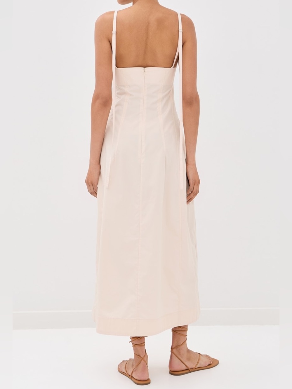 CO Bustier Cut 100% cotton midi dress- Whisper Pink classic dress size Small - Picture 2 of 11